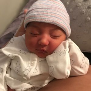 Carters NB sleeping gown with bunnies on them